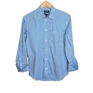 NWT J Crew Garcon Cotton Poplin Shirt Sz 4 Button Up Gingham Blue White Check